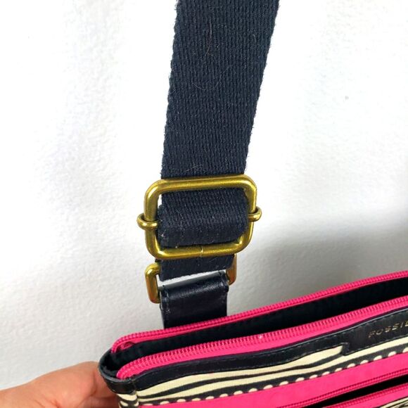 Women's Fossil Boho Pink Black Poka Dot Crossbody Purse - Picture 4 of 10